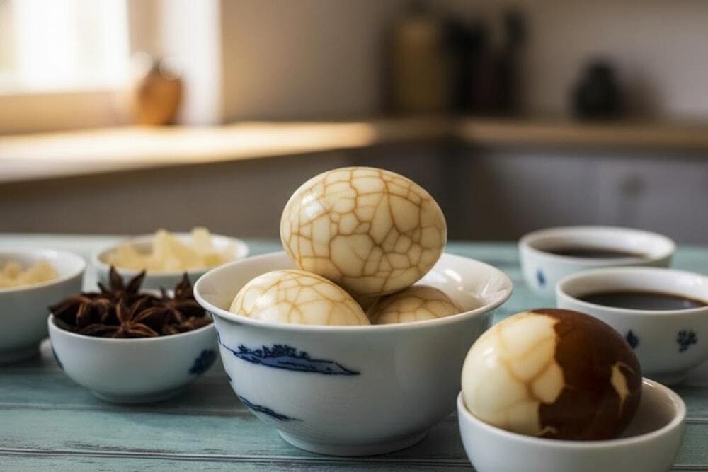 Trứng luộc trà.